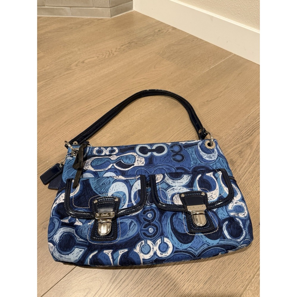 VTG COACH Poppy Y2K Denim Print Blue  Shoulder Bag Purse  Canvas Vintage